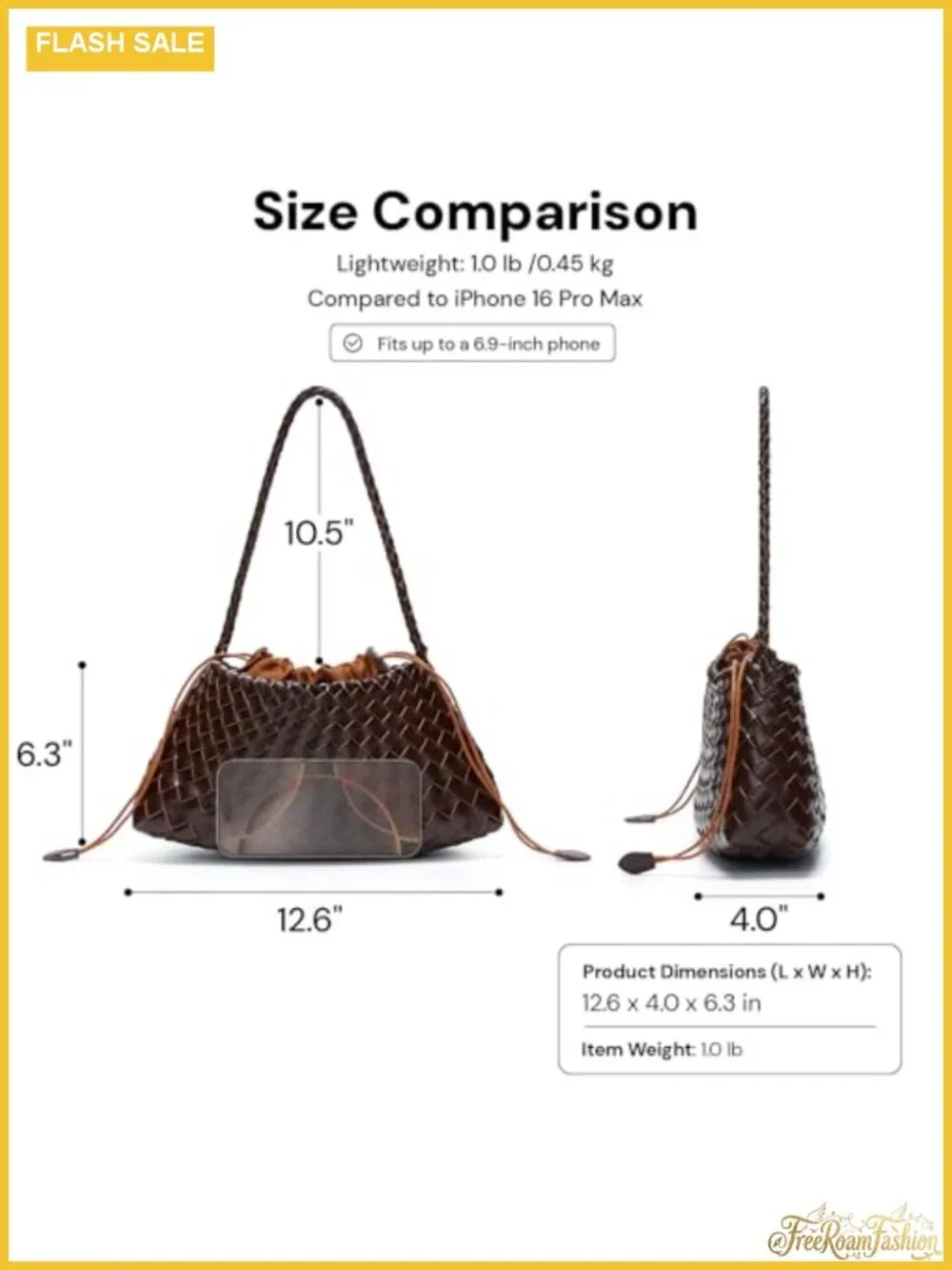 Woven Vegan Leather Shoulder Hobo Bag with Drawstring Clutch